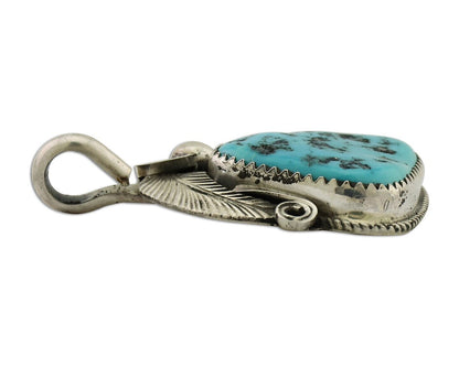 Navajo Pendant 925 Silver Sleeping B Turquoise Signed Justin Morris C.80's