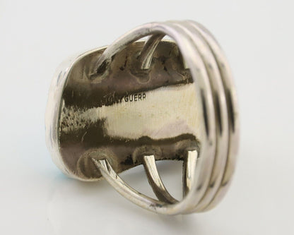 Navajo Ring 925 Silver Natural Blue Turquoise Signed Tony Guerro C.80's