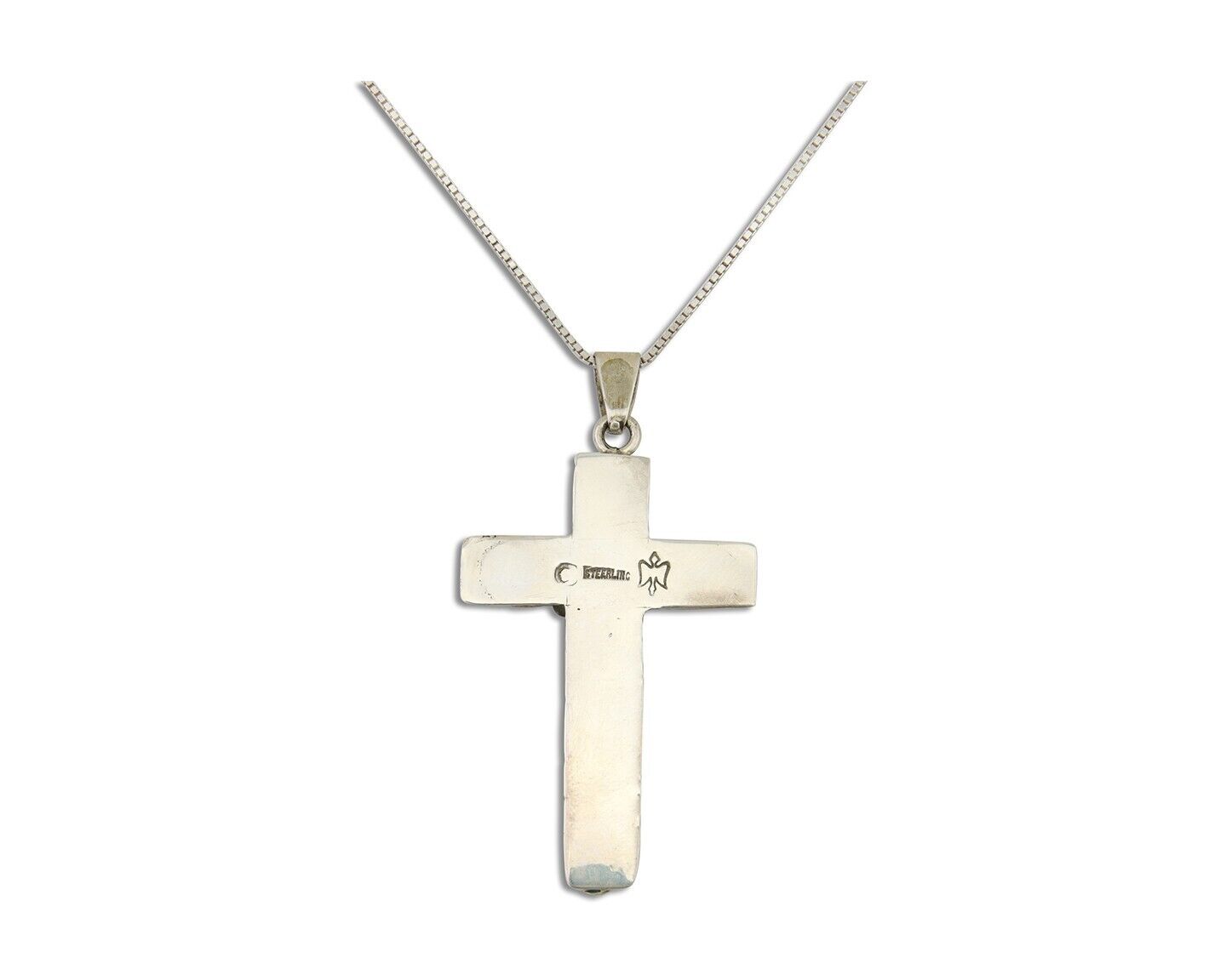 Navajo Cross Pendant 925 Silver Turquoise Artist Signed C Montoya C.80's