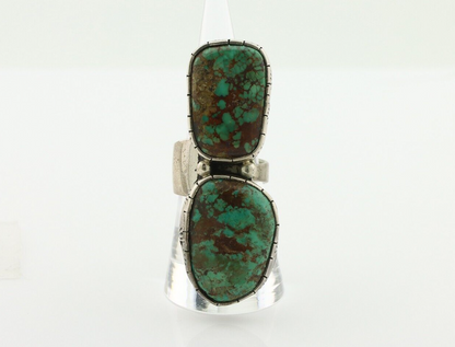 Navajo Ring 925 Silver Natural Green Turquoise Artist Signed M Guerro C.80's