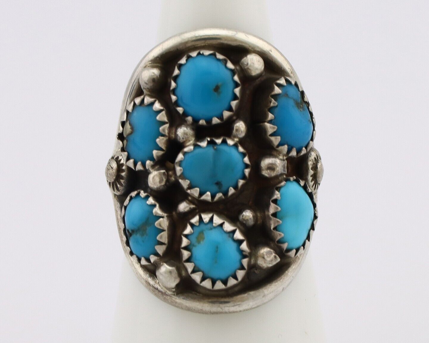 Navajo Ring 925 Silver Natural Blue Turquoise Signed Phillip Zachary Artist C80s