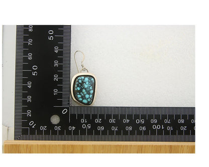 Navajo Earrings 925 Silver Handmade Natural Turquoise Signed J Linkin C.80's