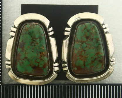 Navajo Earrings 925 Silver Natural Turquoise Native Artist EL C.80's