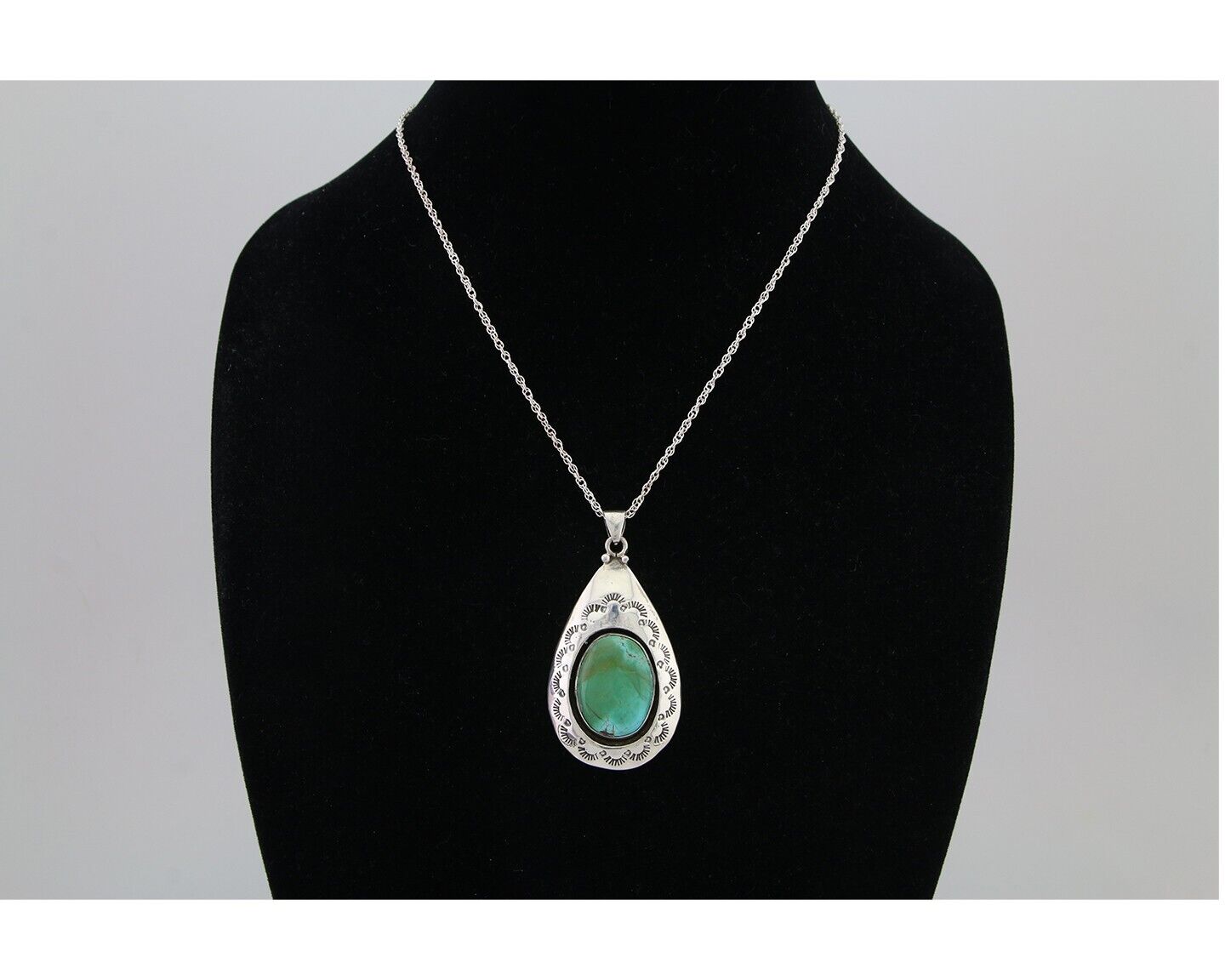 Navajo Royston Turquoise Necklace 925 Silver Artist Signed MC C.80's