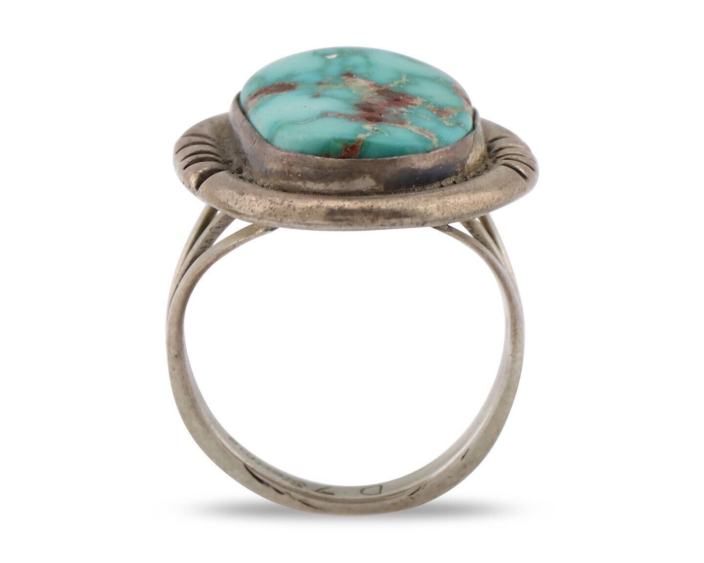 Navajo Ring .925 Silver Blue Turquoise Artist Signed Doug Zachary C.80's