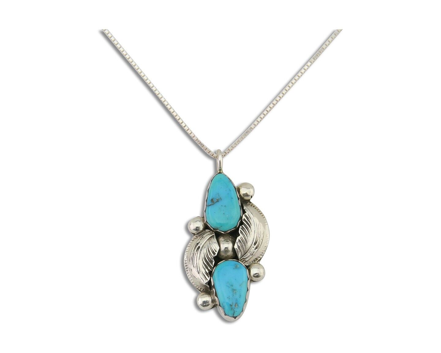 Navajo Turquoise Handmade Necklace 925 Silver Signed Simplicio C.80's