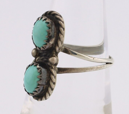 Navajo Ring 925 Silver Sleeping Beauty Turquoise Native American Artist C.80's