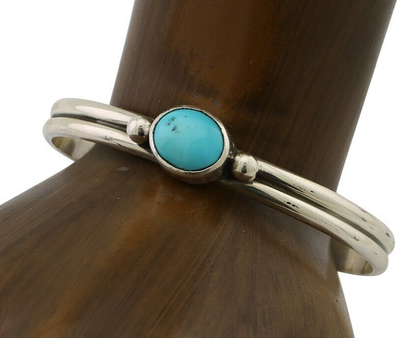Navajo Cuff Bracelet 925 Silver Natural Blue Turquoise Native American C.80's