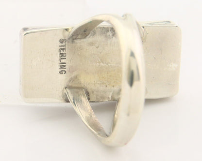 Navajo Ring 925 Sterling Lapis Handmade Native Artist C.80's Size 6.25
