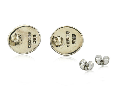 Navajo Hand Stamped Natural Mined Cornelian .925 SOLID Silver Stud Earrings