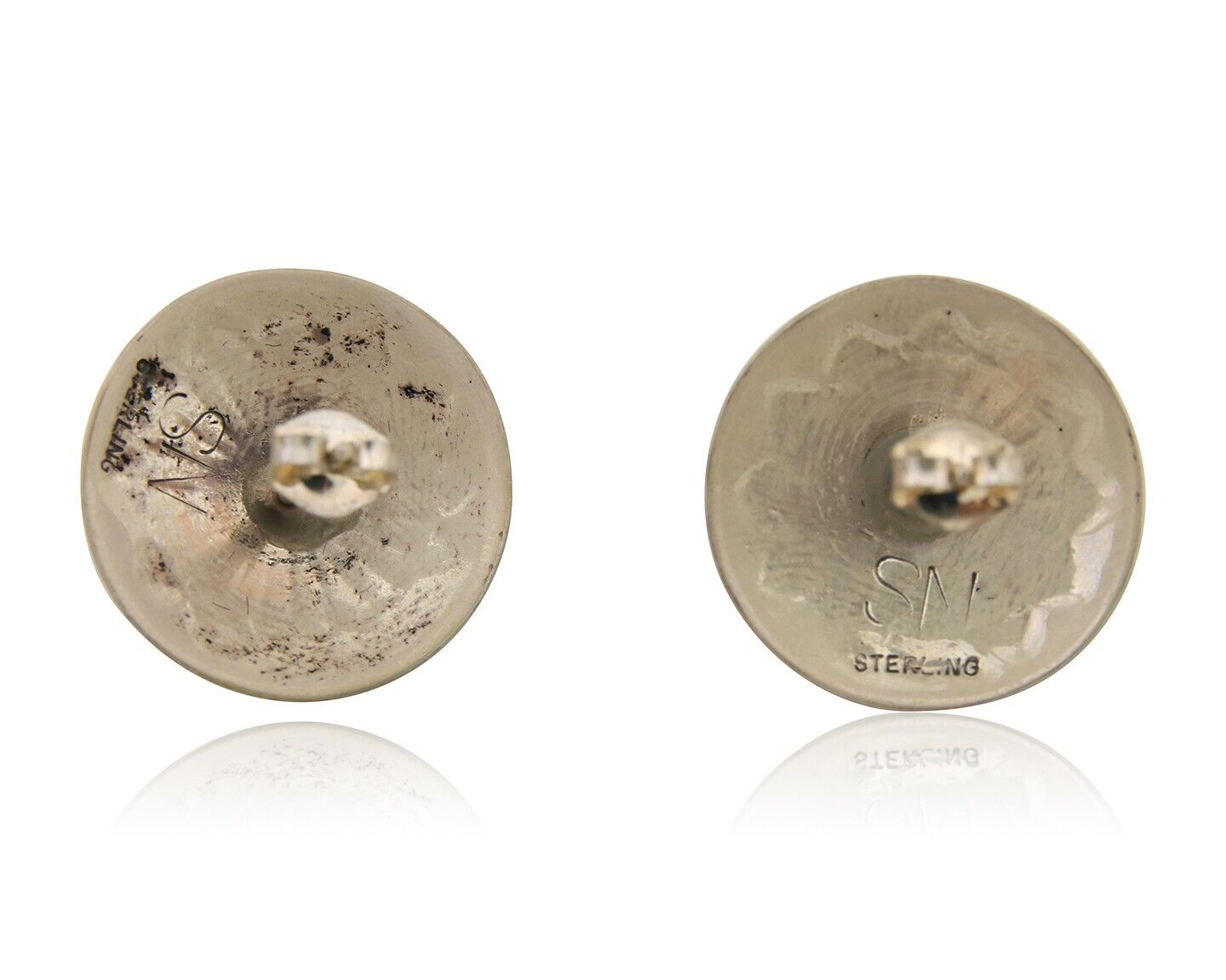 Navajo Shield Earrings 925 Silver Blue Turquoise Artist Signed SN C.80s