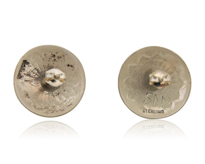 Navajo Shield Earrings 925 Silver Blue Turquoise Artist Signed SN C.80s