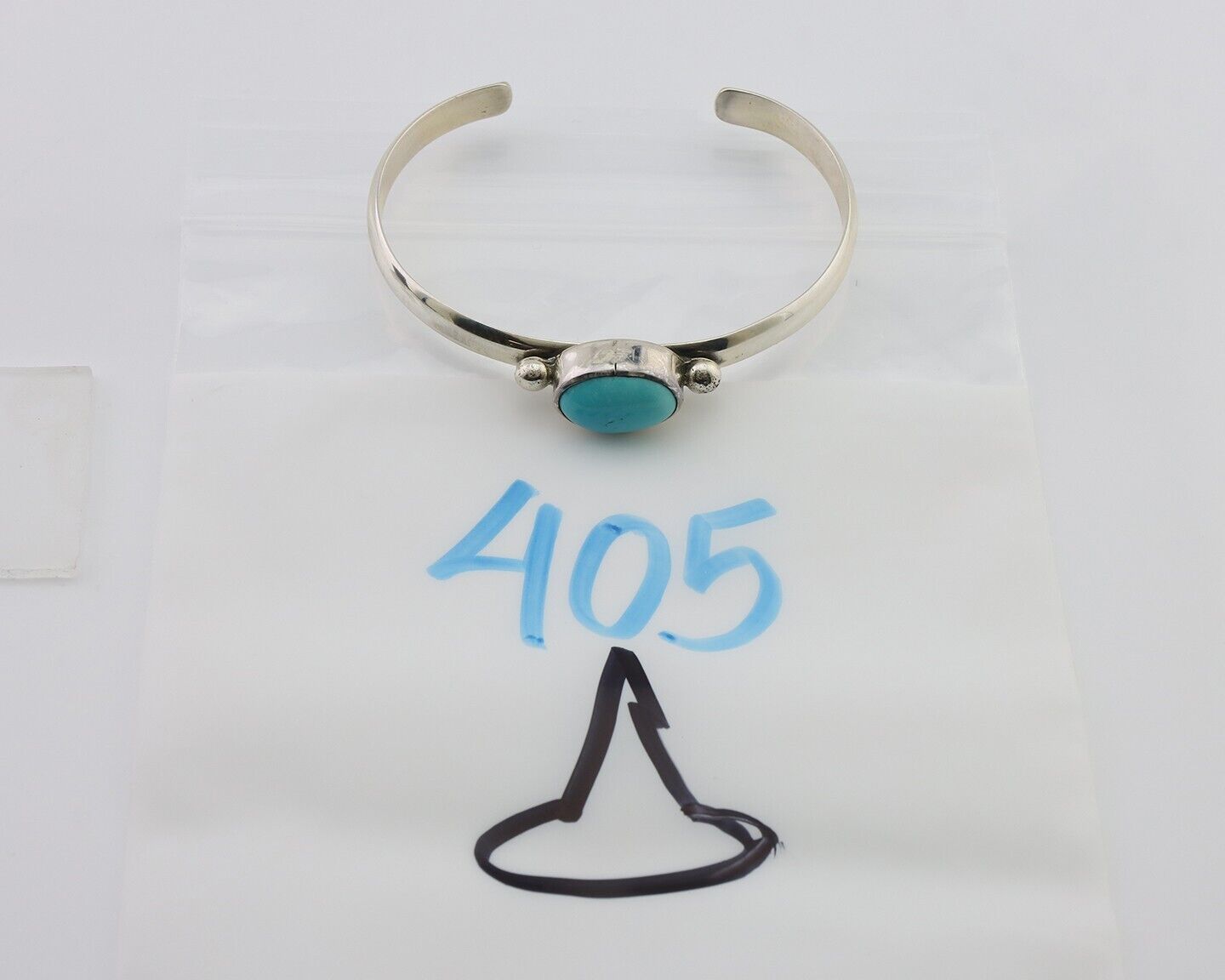 Navajo Cuff Bracelet 925 Silver Natural Blue Turquoise Native American C.80's