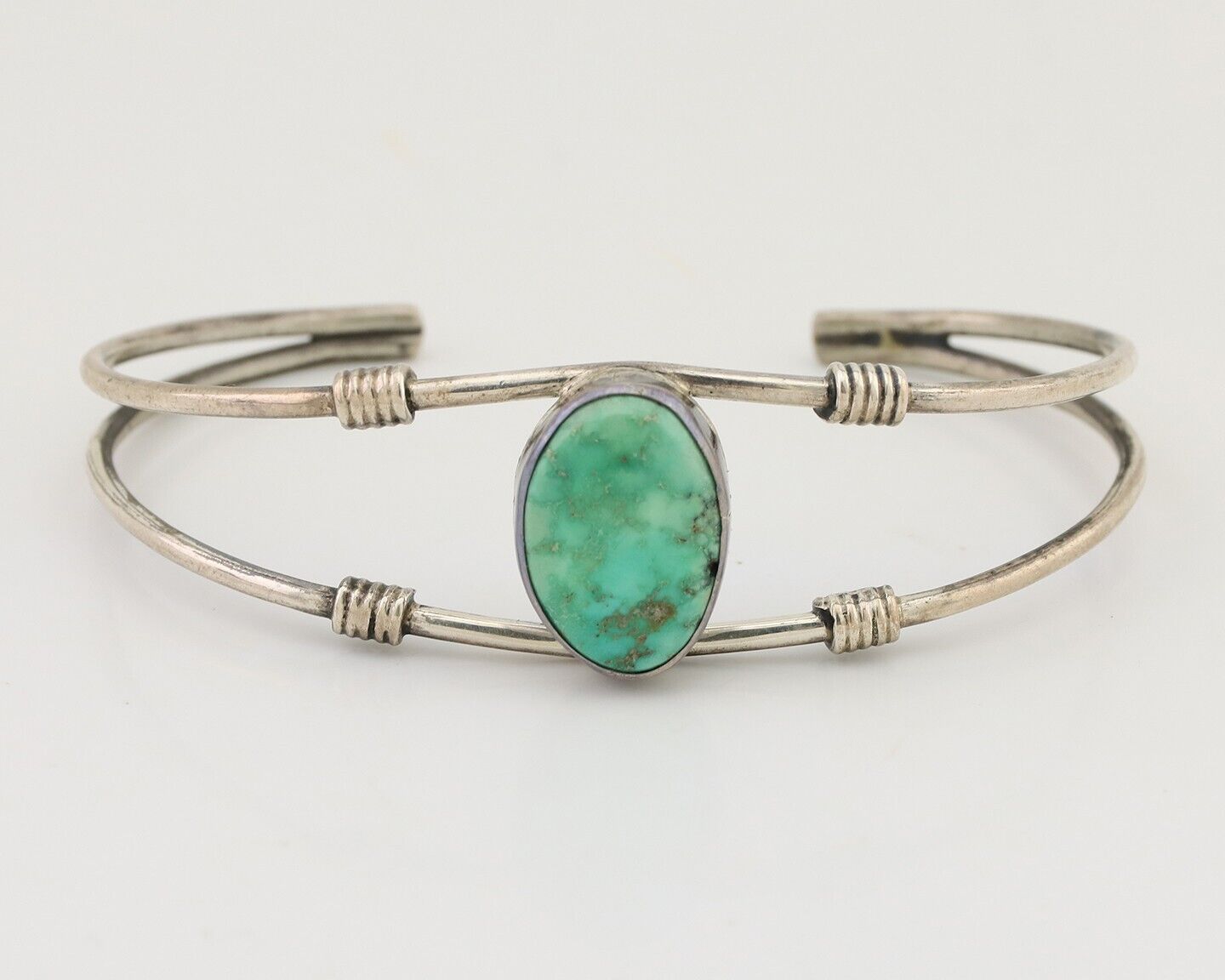 Navajo Cuff Bracelet 925 Silver Natural Blue Turquoise Native American C.80's