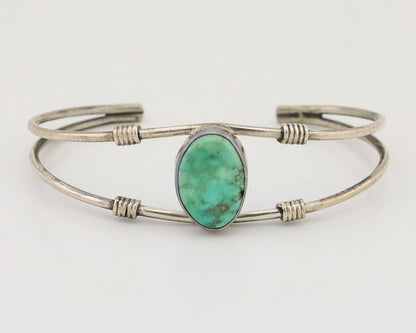 Navajo Cuff Bracelet 925 Silver Natural Blue Turquoise Native American C.80's