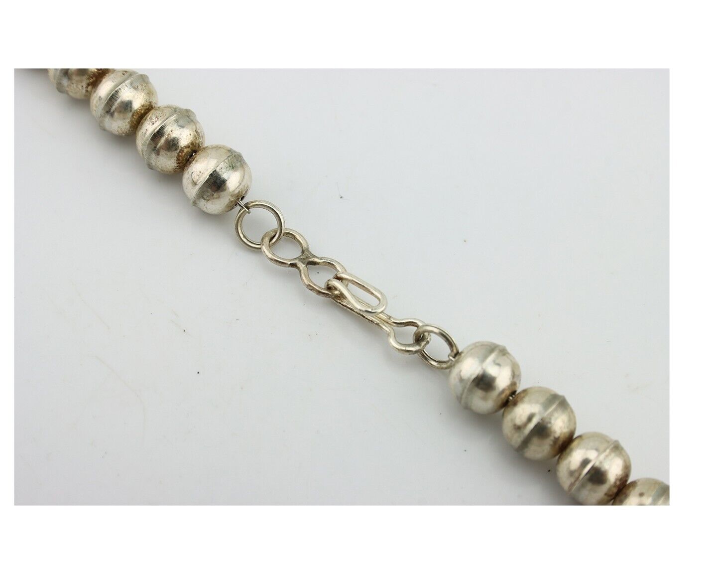 Navajo Squash Necklace 925 Silver Natural Pink Mussel Native American Artist C80