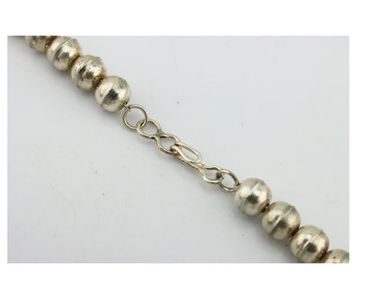 Navajo Squash Necklace 925 Silver Natural Pink Mussel Native American Artist C80