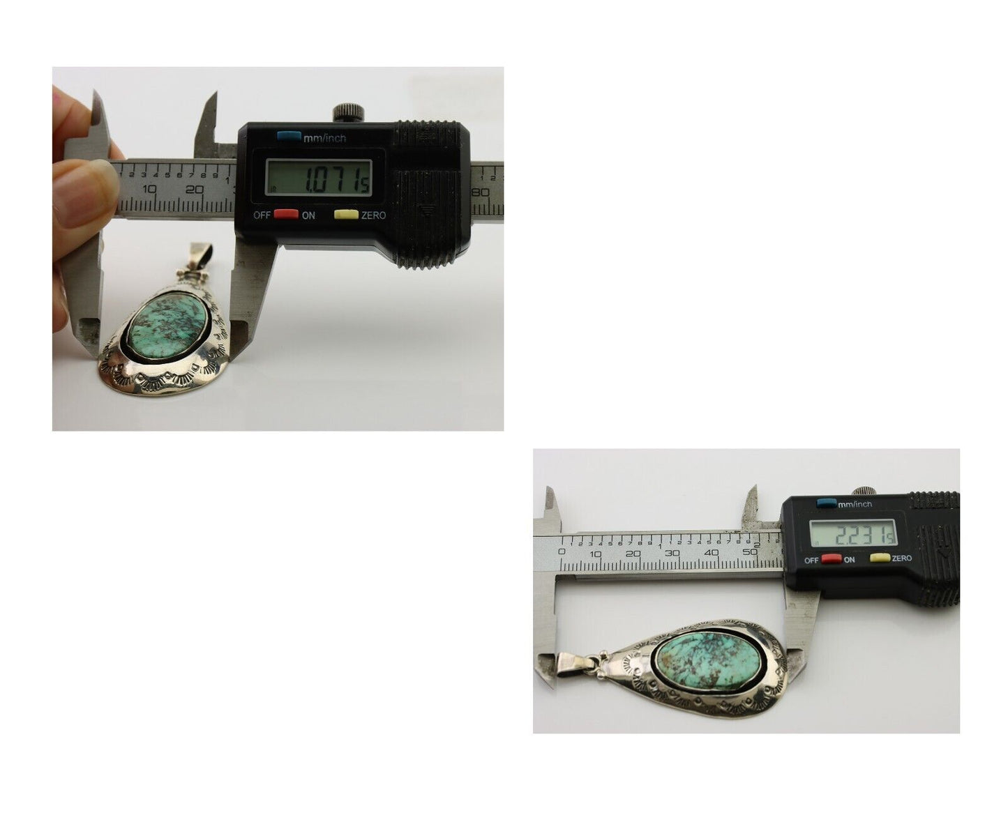 Navajo Pendant 925 Silver Blue Turquoise Artist Signed MC C.80's