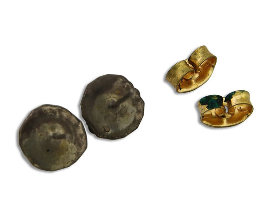 Navajo Earrings 925 Silver Natural Red Coral Native American Artist C.80's