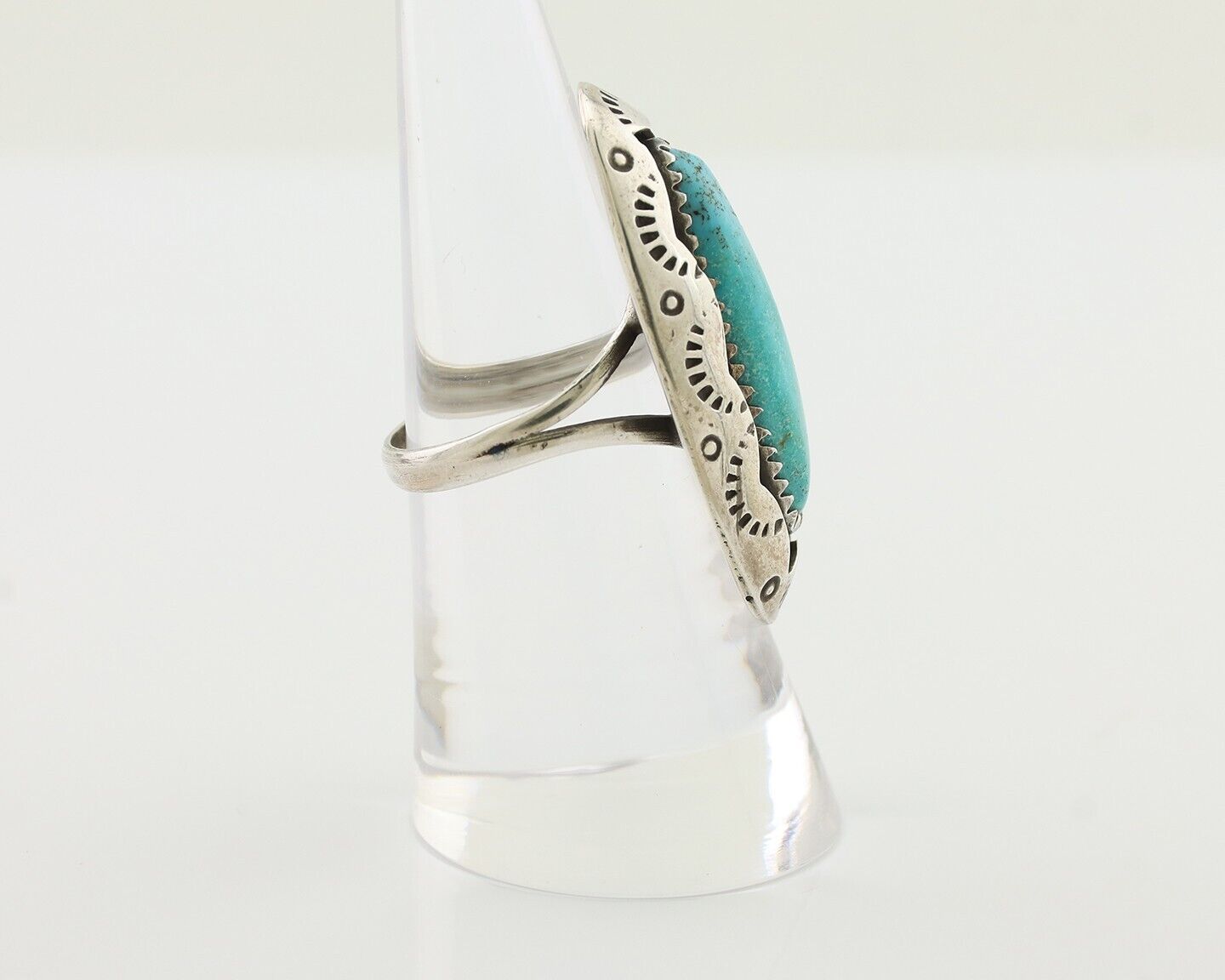 Navajo Ring 925 Silver Natural Turquoise Native American Artist Size 6.75 C.80's
