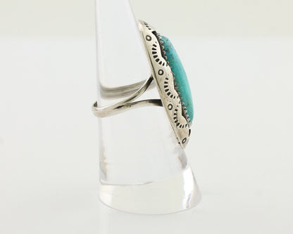 Navajo Ring 925 Silver Natural Turquoise Native American Artist Size 6.75 C.80's