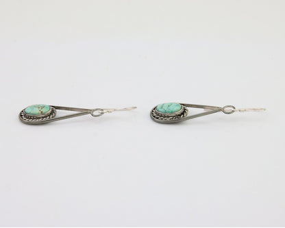 Navajo Dangle Earrings 925 Silver Natural Turquoise Native American Artist C.80s