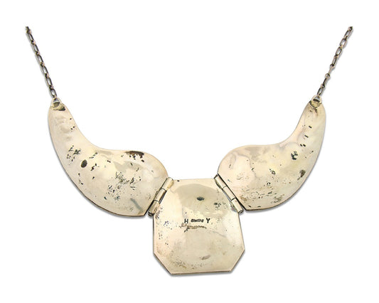 Navajo Necklace Sterling Silver Authentic Natural Turquoise Vintage Signed HY