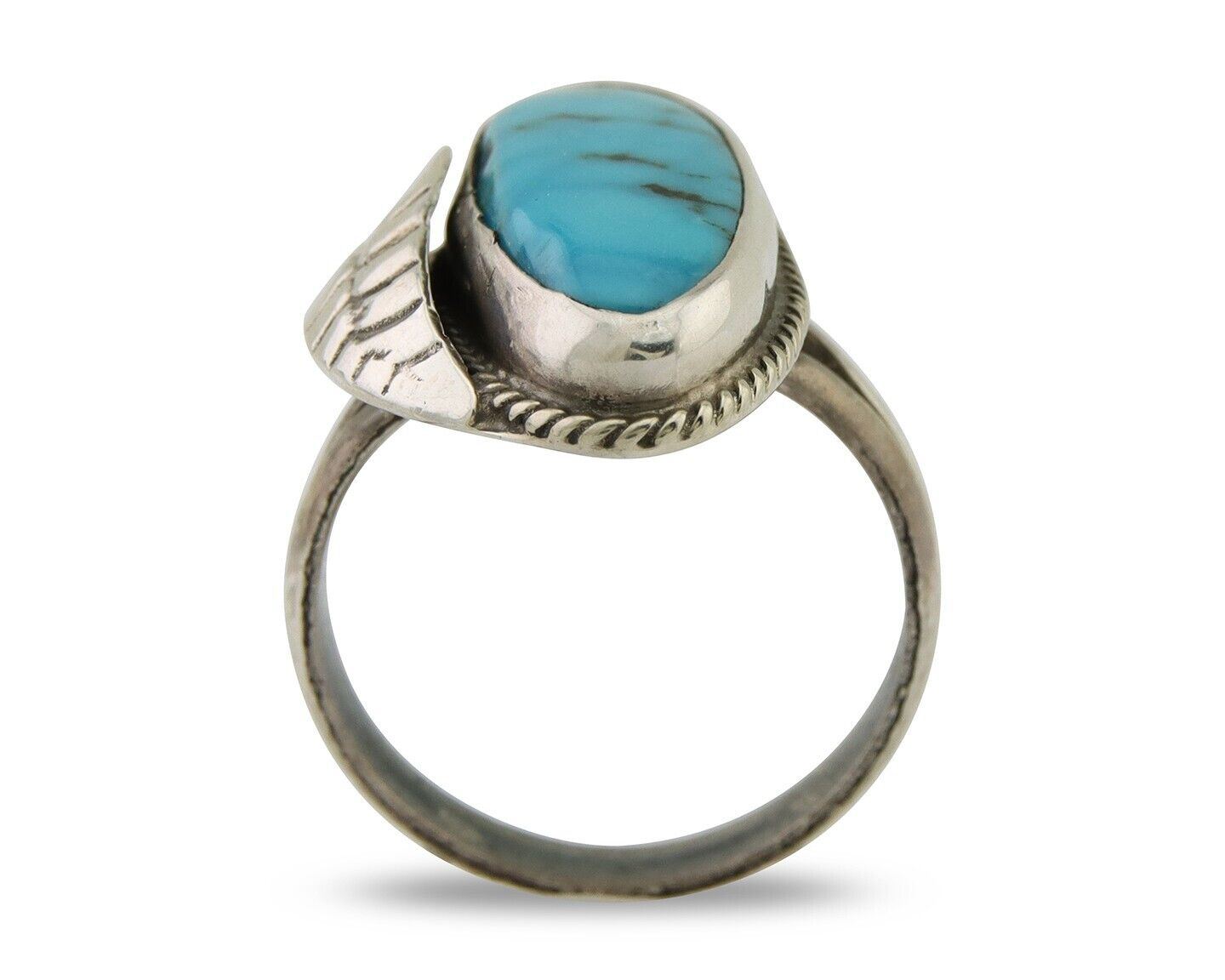 Navajo Ring 925 Silver Natural Blue Turquoise Native American Artist C.80's
