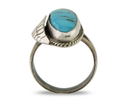 Navajo Ring 925 Silver Natural Blue Turquoise Native American Artist C.80's