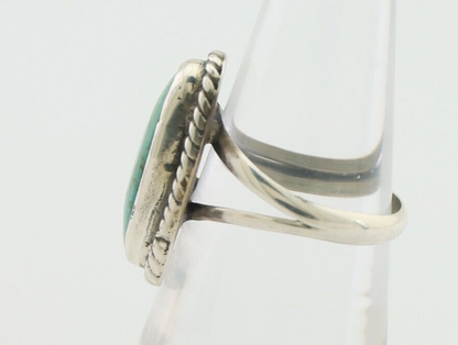 Navajo Ring 925 Silver Blue Gem Turquoise Artist Signed Rabbit Stick C.80's