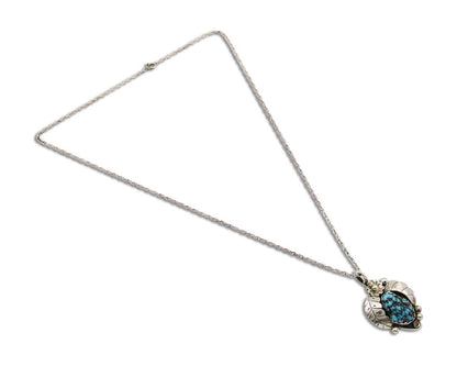Navajo Necklace 925 Silver Natural Seafoam Turquoise Native Artist C.80's