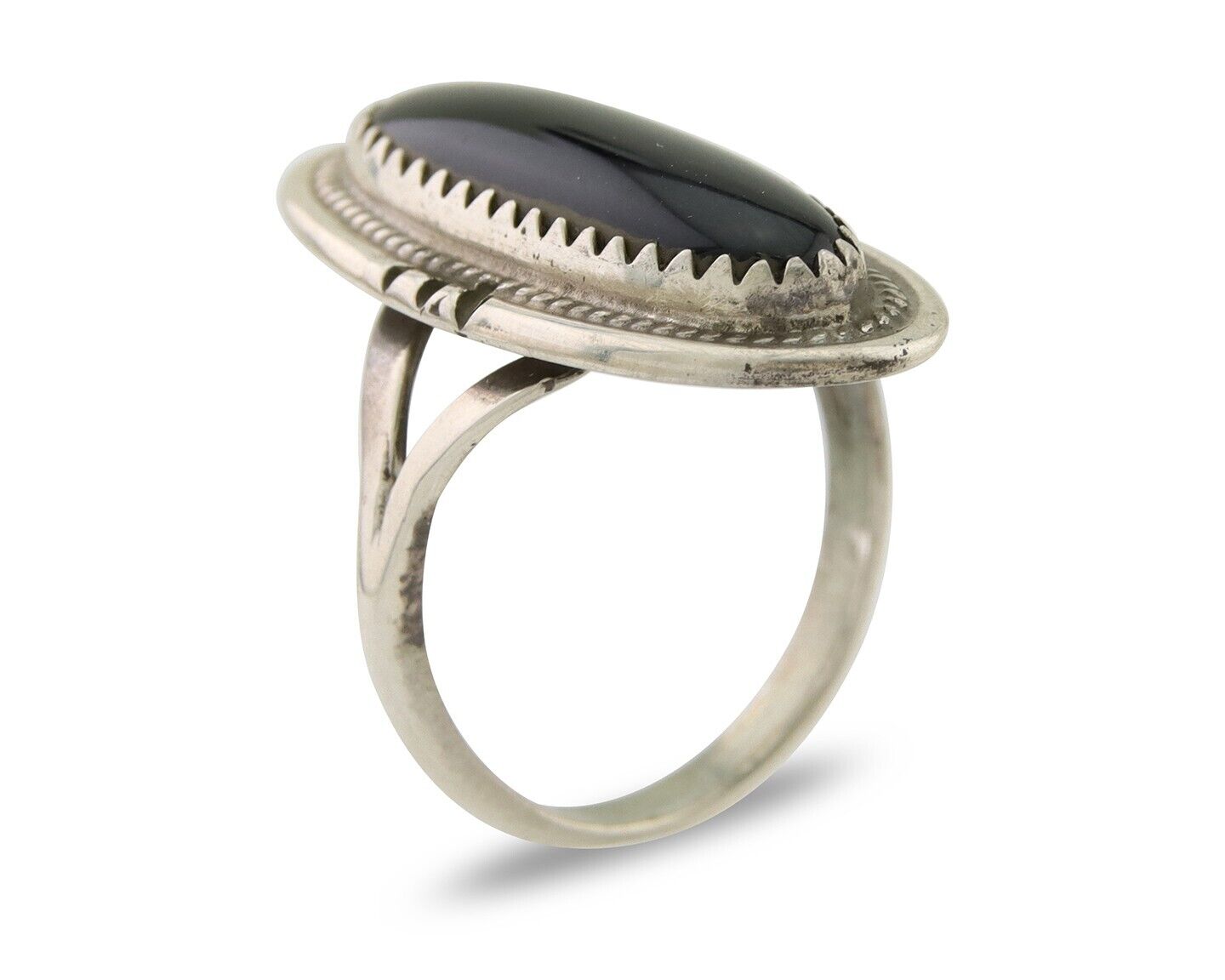 Navajo Handmade Ring 925 Silver Black Onyx Native American Artist C.80's