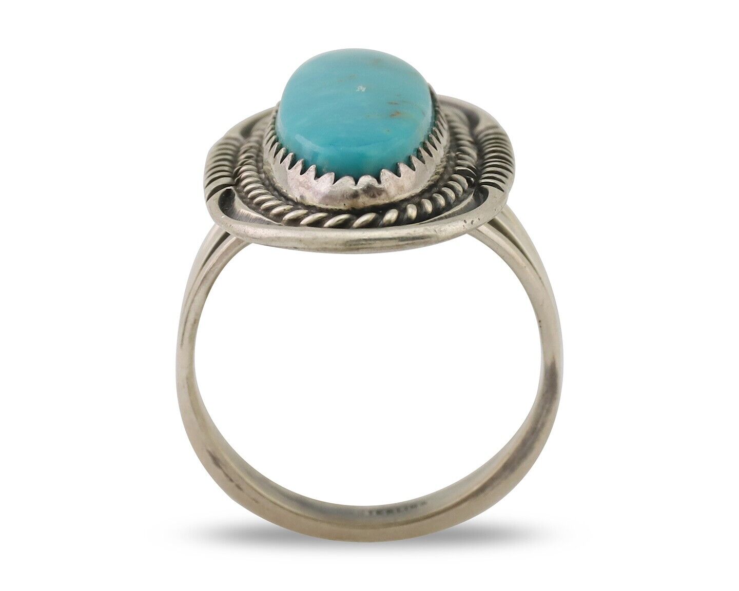 Navajo Ring 925 Silver Blue Turquoise Native Artist Signed M Begay C.80's
