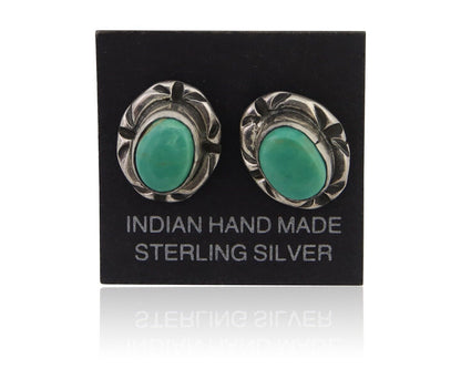 Navajo Earrings 925 Silver Turquoise Native American Artist C.80's