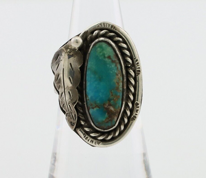 Navajo Handmade Ring 925 Silver Natural Turquoise Signed Jason Livingston C.80's