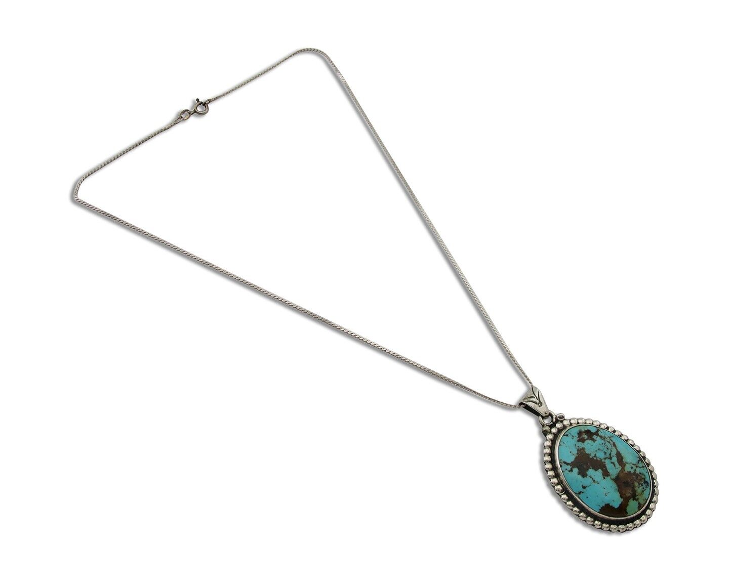 Navajo Necklace 925 Silver Natural Blue Turquoise Artist Signed M Montoya C.80's