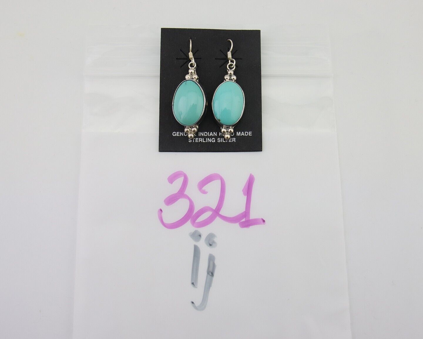 Navajo Dangle Earrings 925 Silver Natural Turquoise Native Inca Mfg C.80's