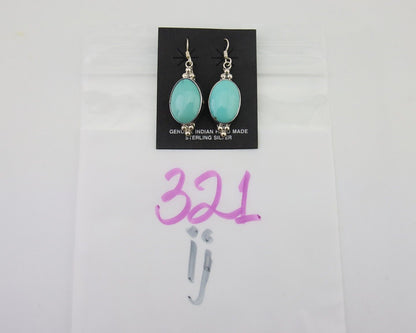 Navajo Dangle Earrings 925 Silver Natural Turquoise Native Inca Mfg C.80's