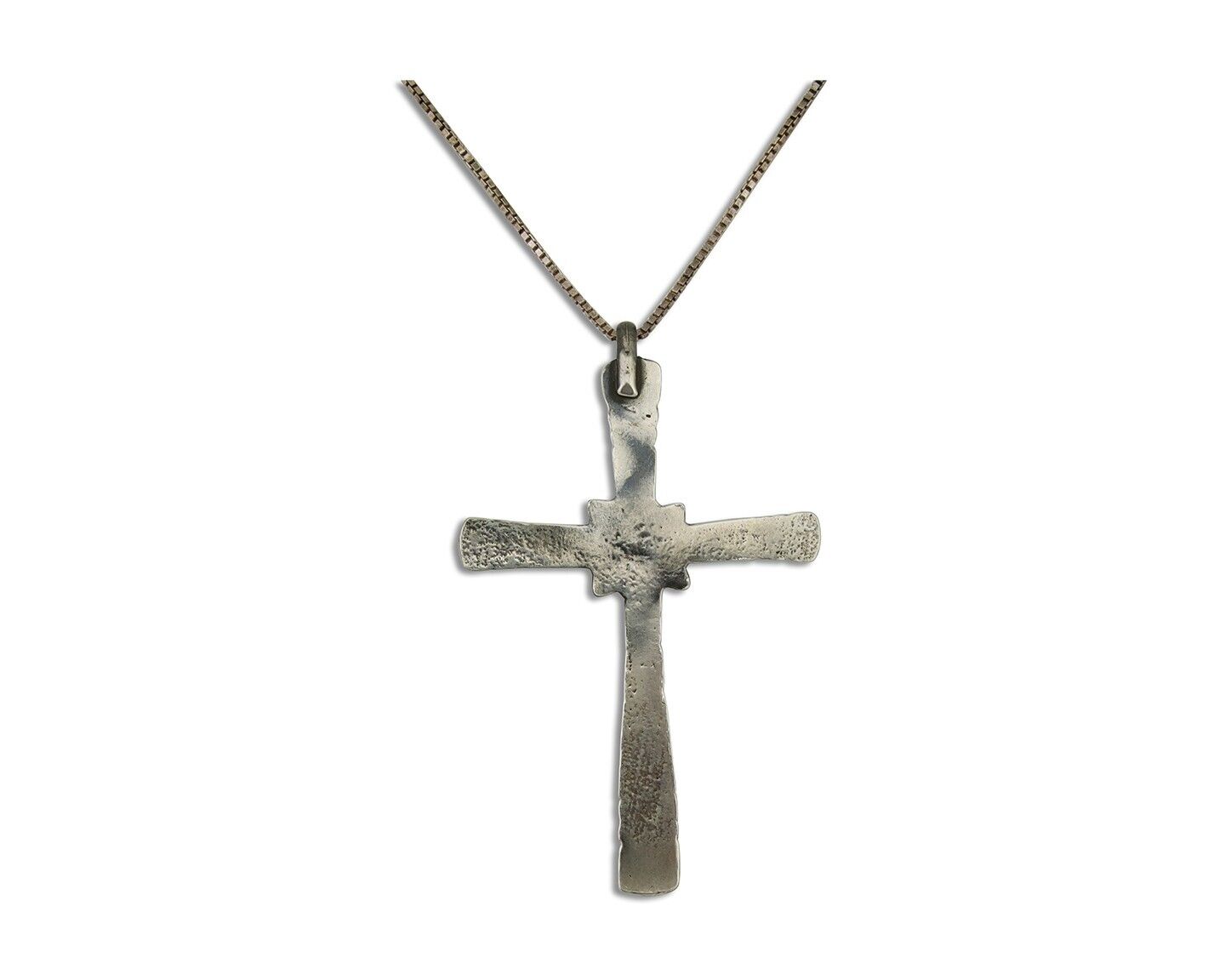 Navajo Sand Cast Cross Pendant 925 Silver Turquoise Native Artist C.80s