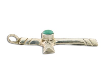 Navajo Sand Cast Cross Pendant 925 Silver Turquoise Artist Signed J Yazzie C.80s