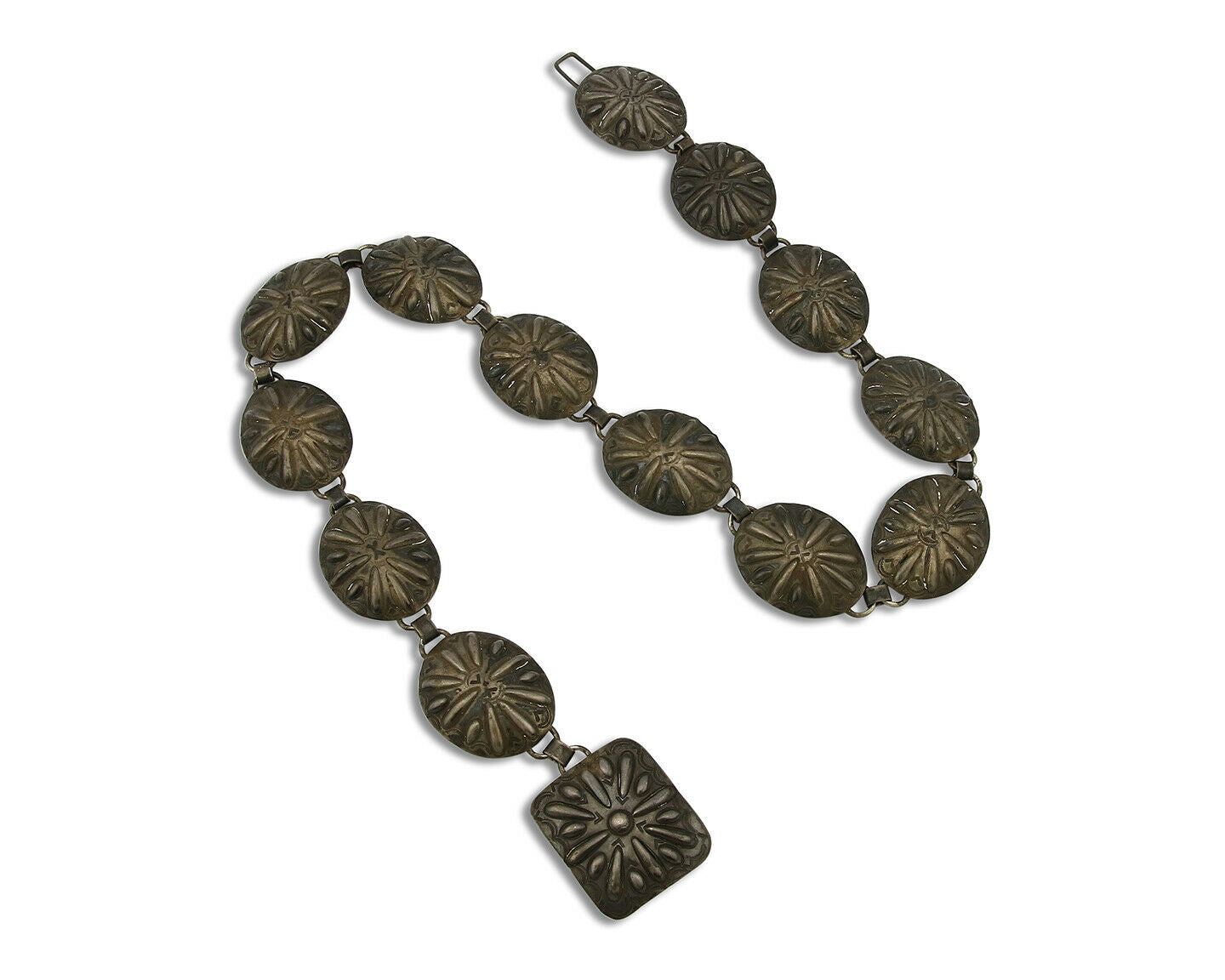 Navajo Concho Belt .925 Silver Handmade Hand Stamped Circa 1940's