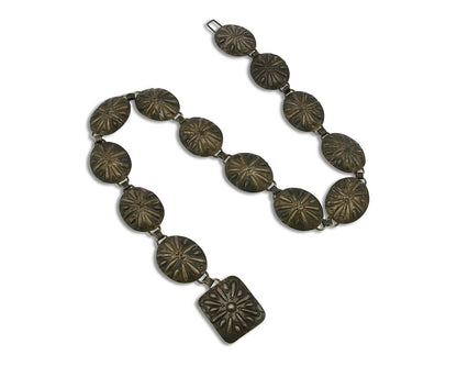 Navajo Concho Belt .925 Silver Handmade Hand Stamped Circa 1940's