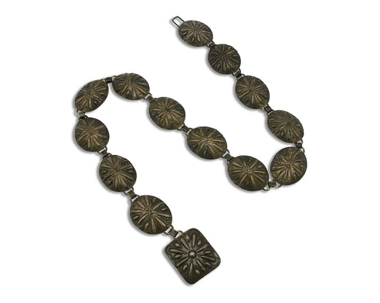 Navajo Concho Belt .925 Silver Handmade Hand Stamped Circa 1940's