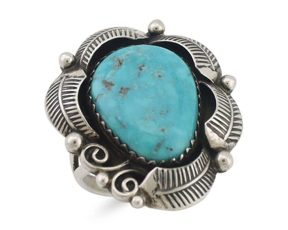 Navajo Ring 925 Silver Natural Blue Turquoise Native American Artist C.80's