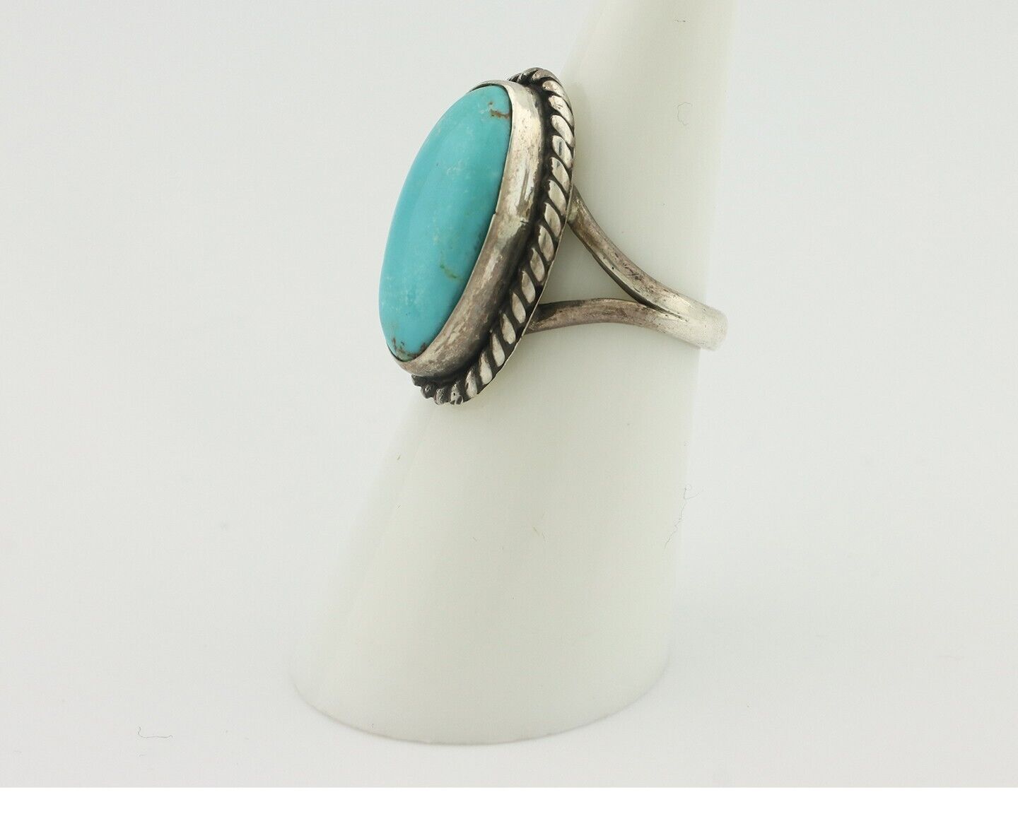 Navajo Ring .925 Silver Natural Blue Turquoise Native American Artist C.80's