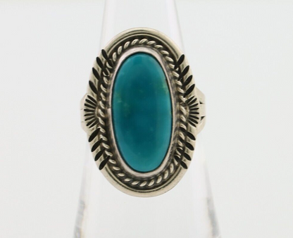 Navajo Ring 925 Silver Natural Blue Turquoise Artist Signed M BEGAY C.80's