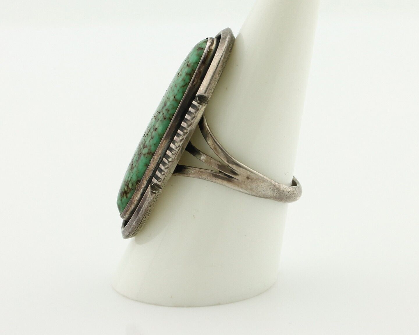 Navajo Ring 925 Silver Spiderweb Turquoise Aritst Signed William Denetdale C.80s