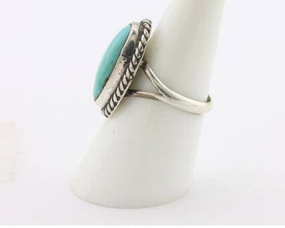 Navajo Ring 925 Silver Natural Kingman Turquoise Signed M Montoya C.80's