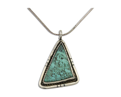 Navajo Heart Necklace 925 Silver Natural Turquoise Artist Signed FG C80s