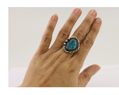 Navajo Handmade Ring 925 Silver Turquoise Native American Artist C.80's